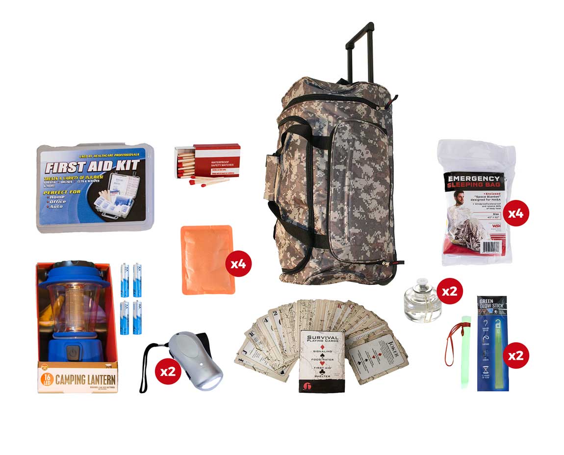 72+ Hours CAMO Wheel Bag 2 Person Deluxe Survival Kit 