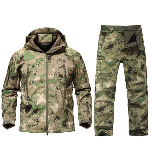 Outdoor Tactical Military Jacket Men TAD Softshell Fleece Camouflage Waterproof Jacket + Pants Camping Hiking Hunting Sport Suit