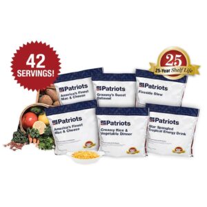 Food Survival Kit, 1 Person, 1 wk., 11680 cal., Disaster Resistant Bag, Lasts ≈ 25 years (Stew, Rice, Oatmeal, Mac & Cheese, Strawberry Drink))