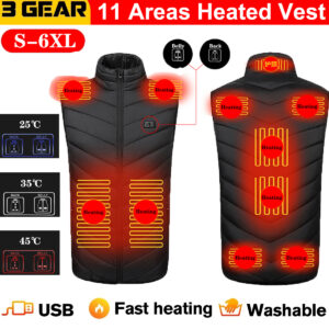 11 Areas Heated Vest Men Women Electric heated jacket Thermal Vest Jacket heating vest jacket men tactical vest veste chauffante
