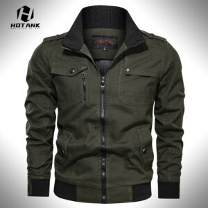 2022 Spring Autumn New Solid Color Casual Jacket Men Cargo Zipper Jackets Tactics Military Coat Mens Fashion Stand Outwear