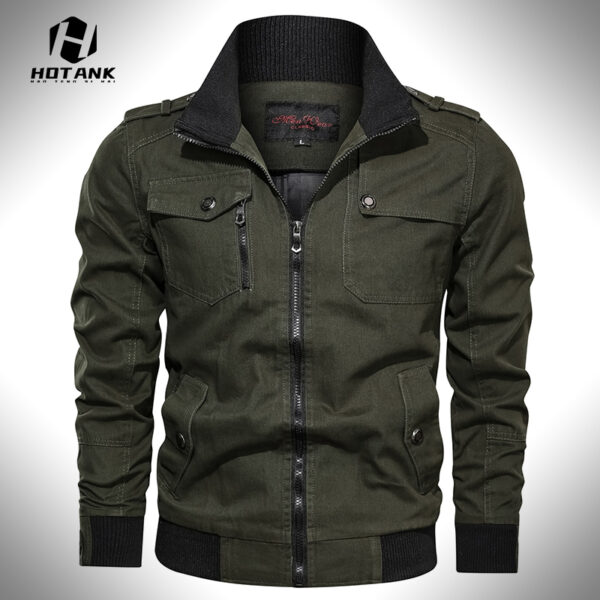 2022 Spring Autumn New Solid Color Casual Jacket Men Cargo Zipper Jackets Tactics Military Coat Mens Fashion Stand Outwear