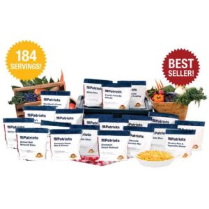 Food Survival Kit, 1 Person, 184 Svgs., 1 Month, 36000 calories, Disaster Resistant Bag, ≈ 25 Yrs, (stew or chicken, Rice, Oatmeal, Potato, Mac&Cheese, Chili Mac, etc.)