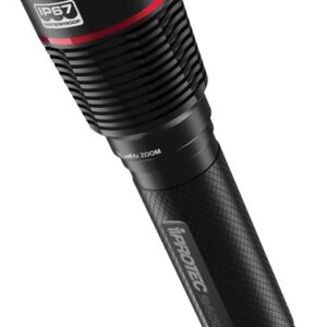 Flashlight, 2400 Lumen, Very Effective w/ Zoom and Distance, 5 Lite Modes,  Waterproof to 3 Feet Depth, w/9 AA Batteries
