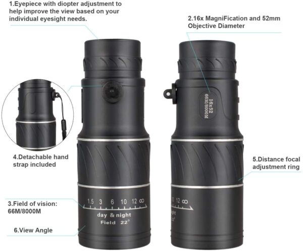 Monocular Day Scope, 16x52 High Power - Image 7