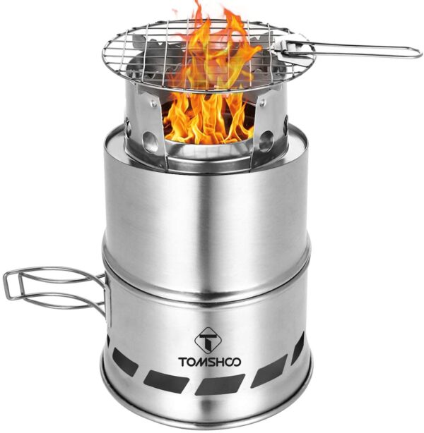 Stove, Round, Staninless Steel, Wood Burning