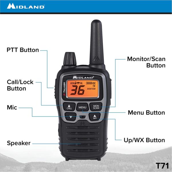 36 Channel, Privacy Codes, upto 38 Mile, GMRS Raidio, Pack of 2 Radios = 1 set, Batteries Included - Image 8