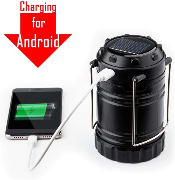 COB LED Lantern, Solar Recharge, or rechargeable AA, set of 4 - Image 7