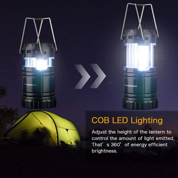 COB LED Lantern, Solar Recharge, or rechargeable AA, set of 4 - Image 3