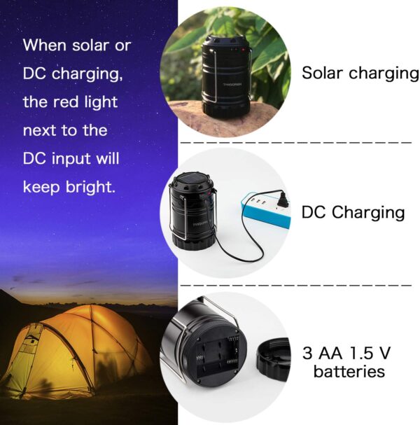 COB LED Lantern, Solar Recharge, or rechargeable AA, set of 4 - Image 8