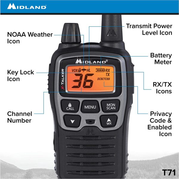 36 Channel, Privacy Codes, upto 38 Mile, GMRS Raidio, Pack of 2 Radios = 1 set, Batteries Included - Image 7
