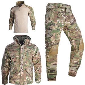 Army Field Jacket+Pants+Shirts Men's Military Jaquetas Hooded Coat Men's Windbreaker Tactical Uniform Hunting Clothes Chaquetas