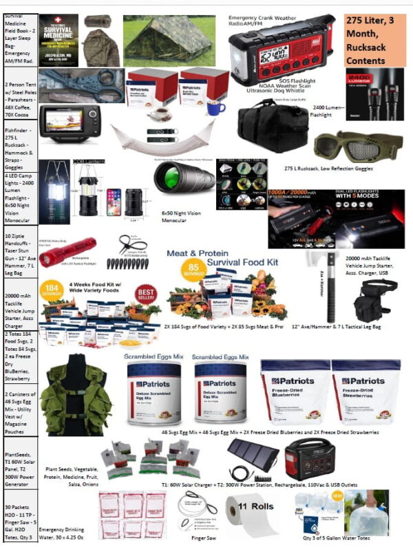 3 Month, 70 Liter GoBag + 275 L Rucksack, High Quality, Survival Kit - Image 2
