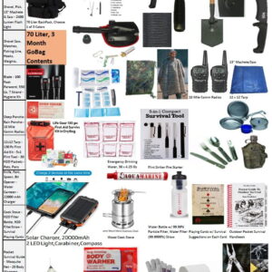 3 Month, 70 Liter GoBag + 275 L Rucksack, High Quality, Survival Kit