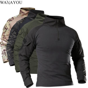 Men's Outdoor Tactical Hiking T-Shirts Military Army Camouflage Long Sleeve Hunting Climbing Shirt Male Breathable Sport Clothes