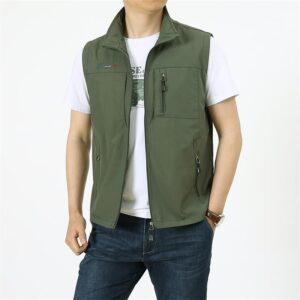 Men's Vest Outdoor Hiking Fishing Quick-dry Sleeveless Jacket Multi-pockets Light-weight Functional Tactical Waistcoat SizeM-6XL