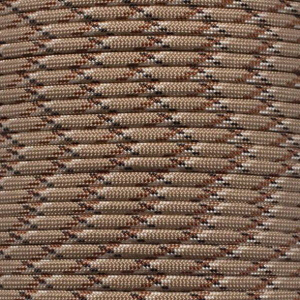 Paracord/Parachute Cord, Mil-Spec Commercial Grade 550, 100' Foot Type III 7 Strand-Desert Camo