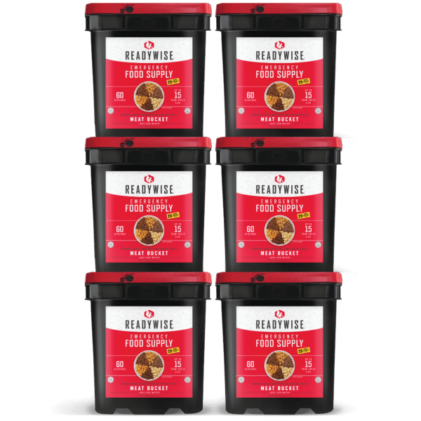 360 Serving Meat Package Includes: 6 Freeze Dried Meat Buckets