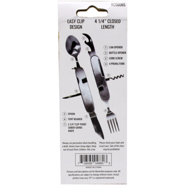 7 IN 1 Knife/ Fork / Spoon Combo Utility Tool with Can & Bottle Opener - Image 3