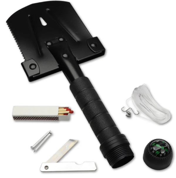 Compact Multi-Function Survival Shovel | Folding Tool with Compass & Survival Kit - Image 6