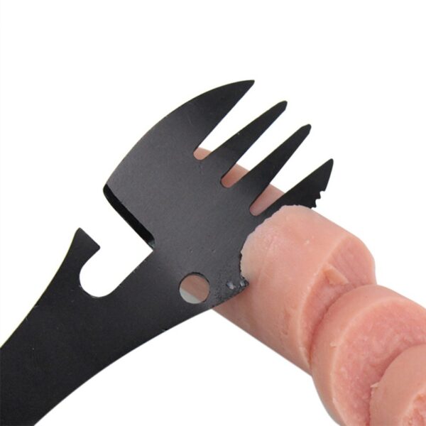 Stainless Steel Spork Camping Utensil Knife Spoon Fork Bottle Can Opener 5 in1 Functional Multi Flatware - Image 9