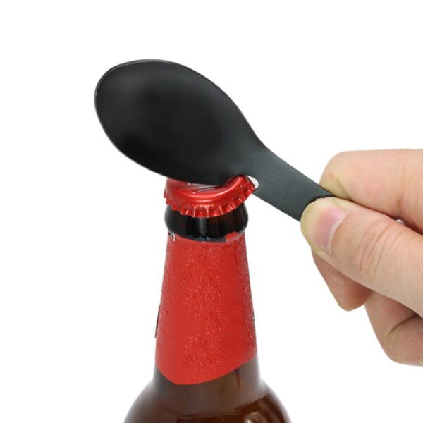 Stainless Steel Spork Camping Utensil Knife Spoon Fork Bottle Can Opener 5 in1 Functional Multi Flatware - Image 7