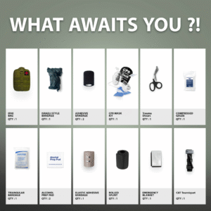 Deluxe Survival First Aid Kit / IFAK Trauma Kit with Tourniquet & CPR Mask