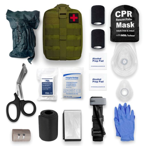 Deluxe Survival First Aid Kit / IFAK Trauma Kit with Tourniquet & CPR Mask - Image 2
