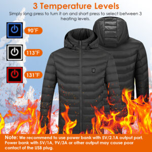Heated Jacket with 20000mAh Battery Pack Electric Heating Coat Thermal Warm