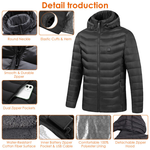 Heated Jacket with 20000mAh Battery Pack Electric Heating Coat Thermal Warm - Image 9